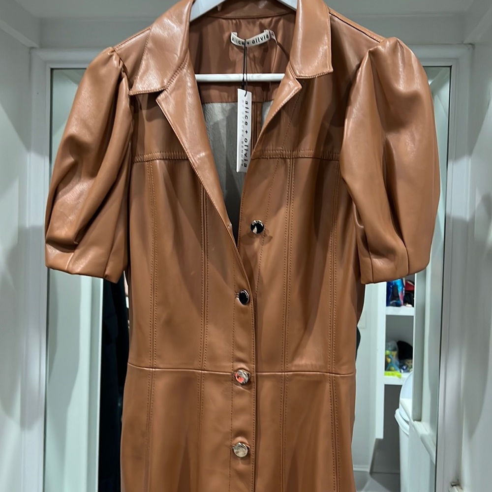 Alice + Olivia Ofra Vegan Leather Mini Dress